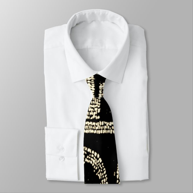 Black & Cream Abstract  Pattern Gents Tie (Tied)