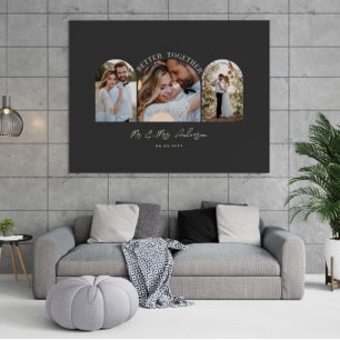 Black cream arch multi photo wedding gift decor print