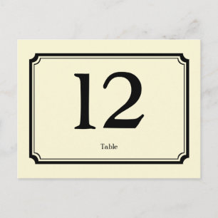 Black cream art deco reception table number card
