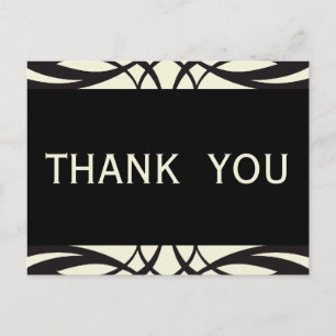 Black Cream Art Deco Thank You Postcard