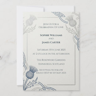 Black Cream Botanical Wedding Invitation