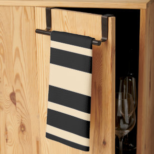 Black + Cream Broad Band Stripes Repeat Tea Towel