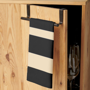 Black + Cream Broad Band Stripes Tea Towel