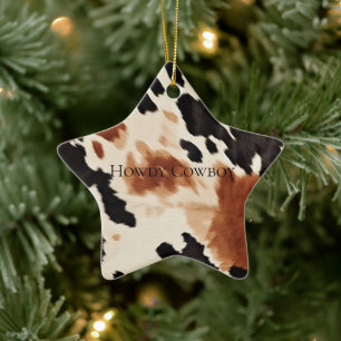 Black Cream Brown Cowhide Ceramic Tree Decoration
