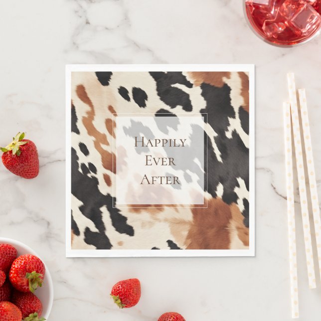 Black Cream Brown Cowhide  Napkin (Insitu)