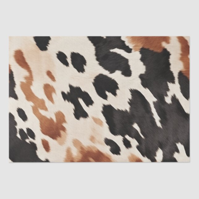 Black Cream Brown Cowhide Wedding Tissue Paper (Front)