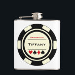 Black Cream Casino Poker Chip Wedding Bridesmaid Hip Flask<br><div class="desc">Show your bridesmaids how much you appreciate them being in your wedding by giving them this fabulous personalised black and cream white poker chip flask with their name on it.</div>