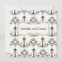 Black Cream Chandelier Save The Date Announcement