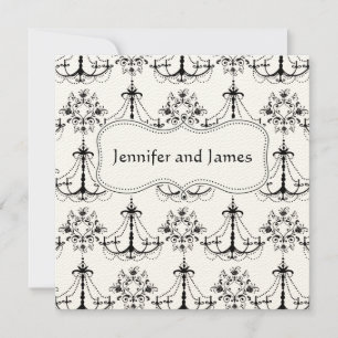 Black Cream Chandelier Save The Date Announcement