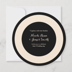 Black & Cream Chic Round Wedding Invitations