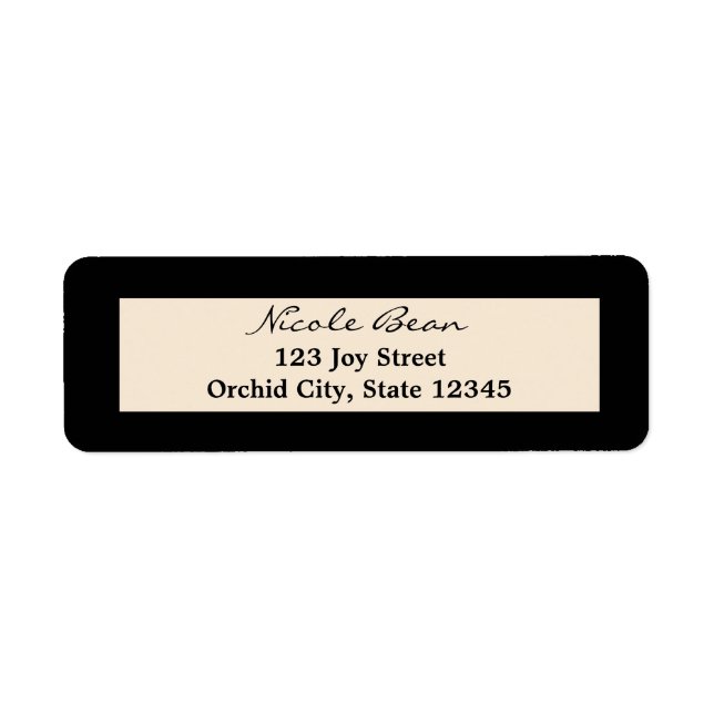 Black & Cream Chic Wedding Address Labels (Front)