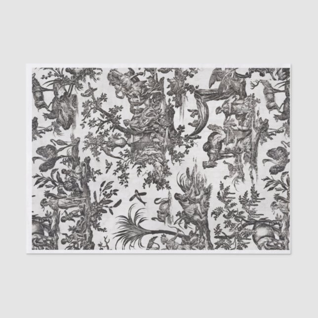 Black & Cream French Toille Design Tissue Paper (Front)