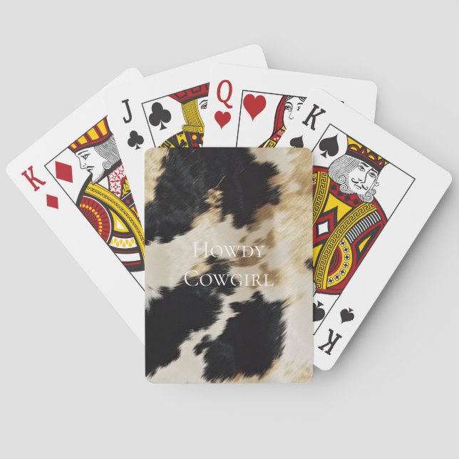 Black Cream Gold Western Cowhide Playing Cards (Back)