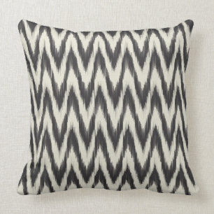 Black & Cream Ikat Waves Cushion