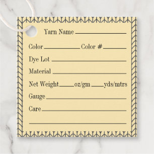 BLACK CREAM KNIT 2" Square Yarn Tags