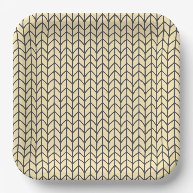 BLACK CREAM KNIT 9" Square Paper Plates (Front)