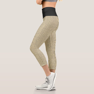 BLACK CREAM KNIT Capri Leggings
