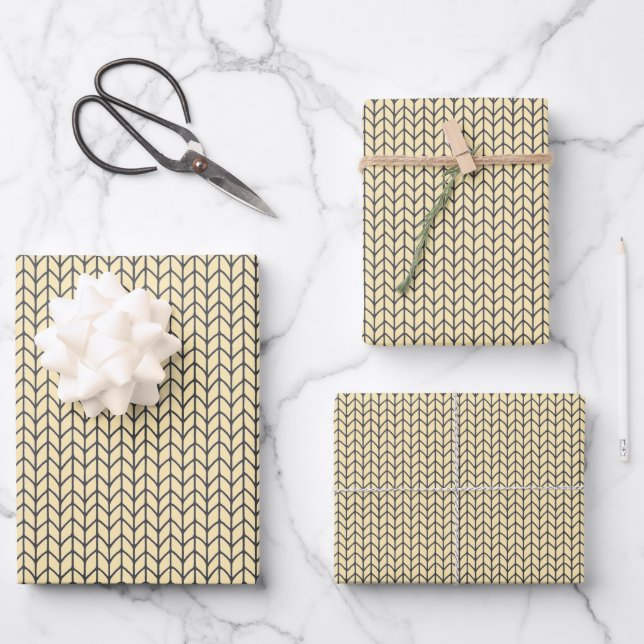 BLACK CREAM KNIT Flat Sheet Wrapping Paper  (Front)