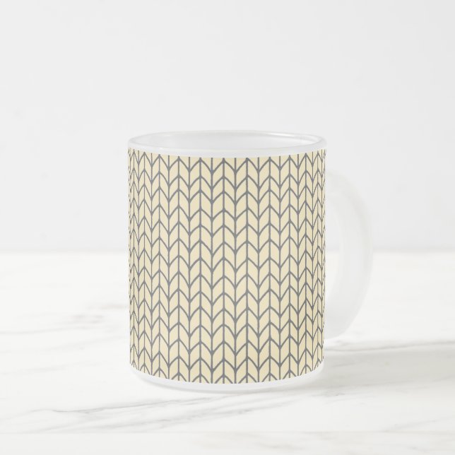BLACK CREAM KNIT Frosted Glass Mug (Front Right)