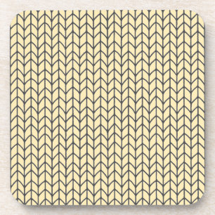 BLACK CREAM KNIT Hard Plastic Coasters