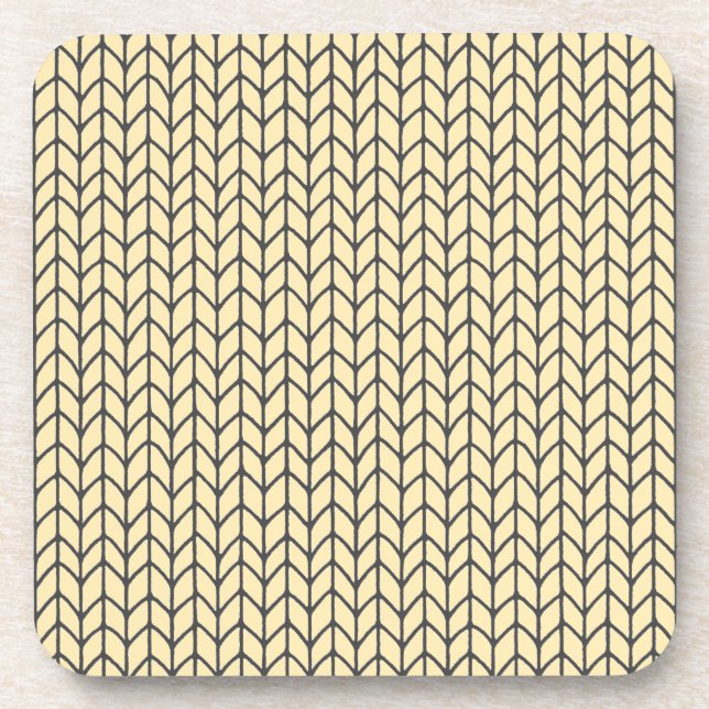 BLACK CREAM KNIT Hard Plastic Coasters (Front)
