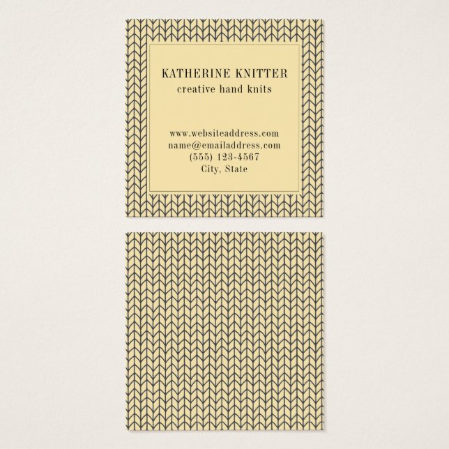 BLACK CREAM KNIT Square Business Card (Front & Back)