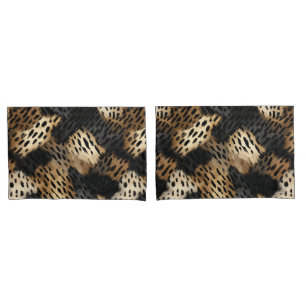 Black Cream Leopard Animal abstract Pillowcase