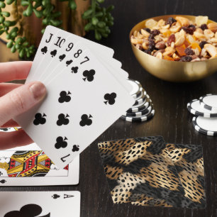 Black Cream Leopard Animal abstract Playing Cards