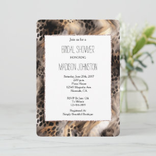 Black Cream Leopard Animal Bridal Shower Invitation