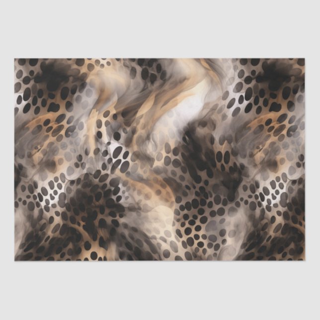 Black Cream Leopard Animal Bridal Shower Tissue Paper (Front)