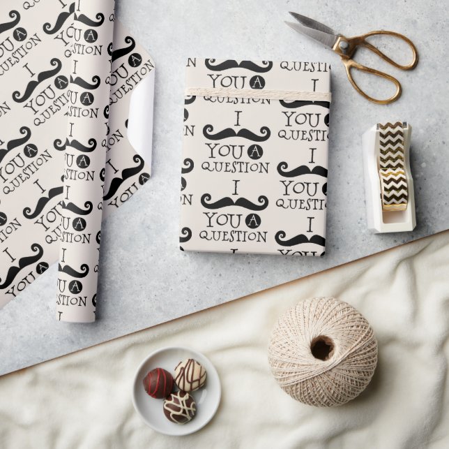 Black Cream Moustache Humour Wrapping Paper (Crafts)
