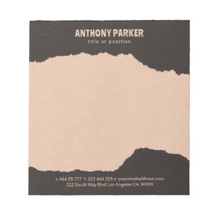 Black & Cream Paper Torn Edges Notepad