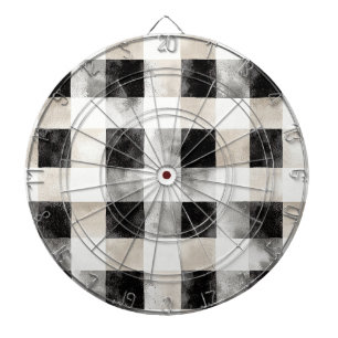 Black Cream Plaid Stripes Dartboard