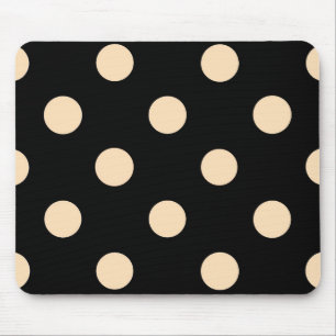 Black Cream Polka Dots Mouse Mat
