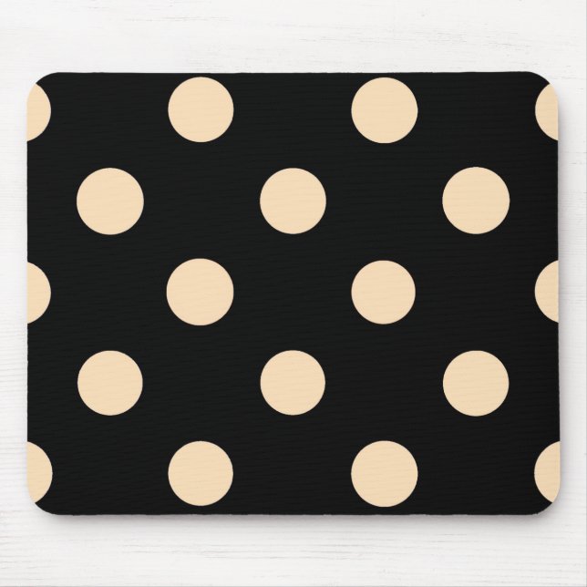 Black Cream Polka Dots Mouse Mat (Front)