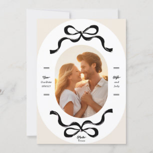 Black Cream RIBBONS & Bows Photo Wedding Save The Date
