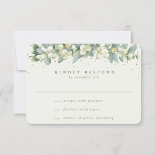 Black/Cream Snowberry+Eucalyptus Garland Wedding RSVP Card