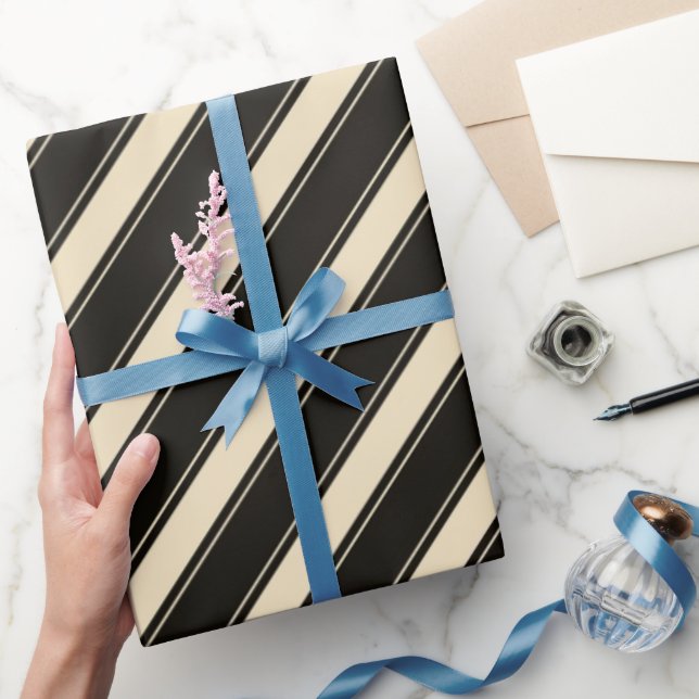 Black Cream stripe wrapping paper (Gifting)