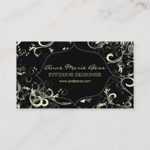 Black cream swirls  business cards