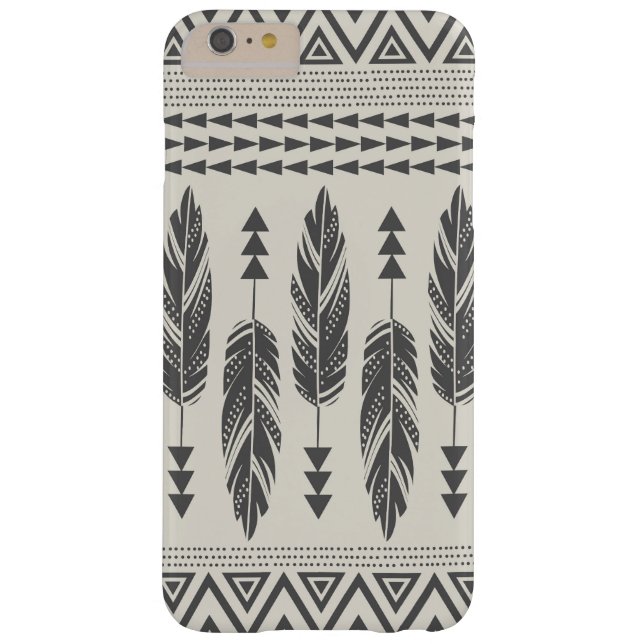 Black & Cream Tribal Feathers iPhone 6 Plus Case (Back)