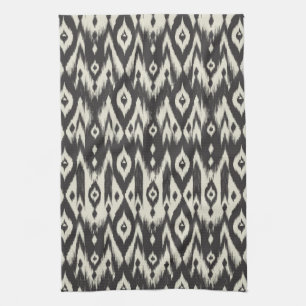 Black & Cream Tribal Ikat Tea Towel