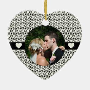 Black & Cream Wedding Remembrance Christmas Ceramic Tree Decoration