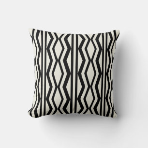 Black Cream White Geometric Pattern Cushion