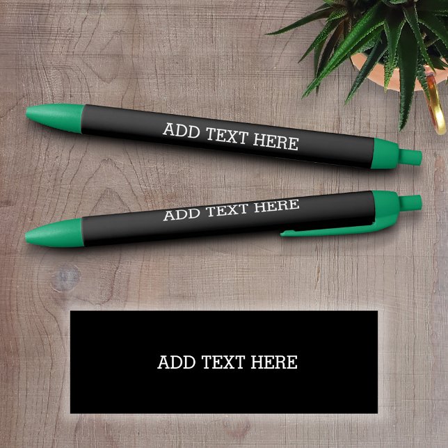 Black Create Your Own - Make It Yours Custom Text Black Ink Pen (Personalized writing pens - Add your text and choose a background color)