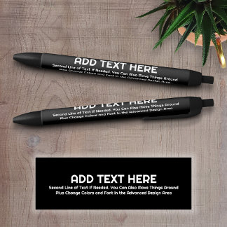 Black Create Your Own - Make It Yours Custom Text Ink Pen