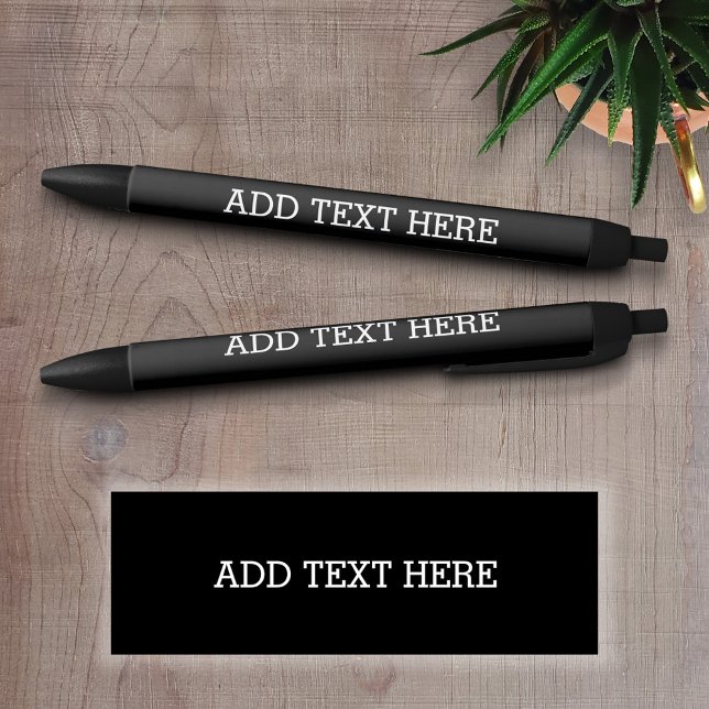 Black Create Your Own - Make It Yours Custom Text Ink Pen (Personalized writing pens - Add your text and choose a background color)