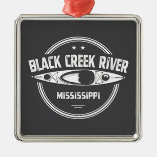Black Creek River Mississippi Kayaking Metal Tree Decoration