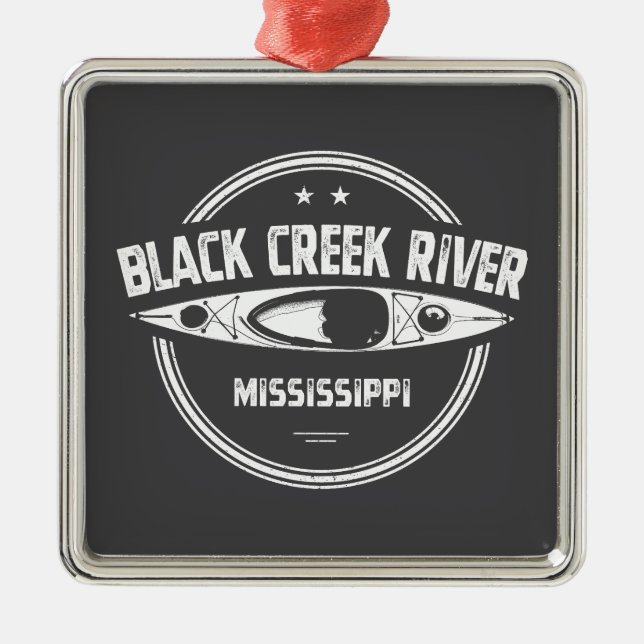Black Creek River Mississippi Kayaking Metal Tree Decoration (Front)