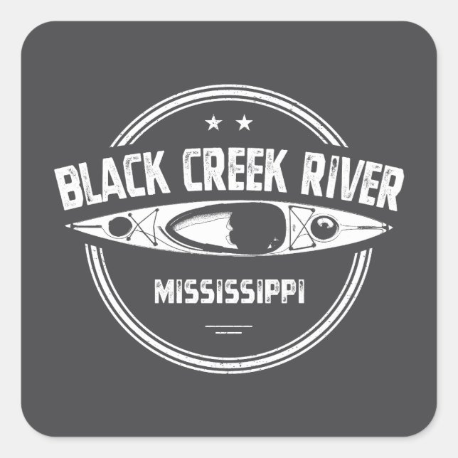 Black Creek River Mississippi Kayaking Square Sticker (Front)