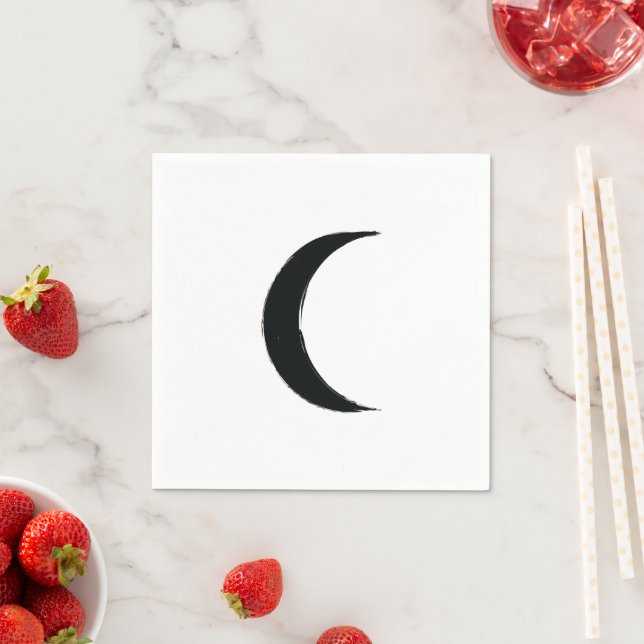 Black Crescent Dark Moon Astrology Zodiac   Napkin (Insitu)
